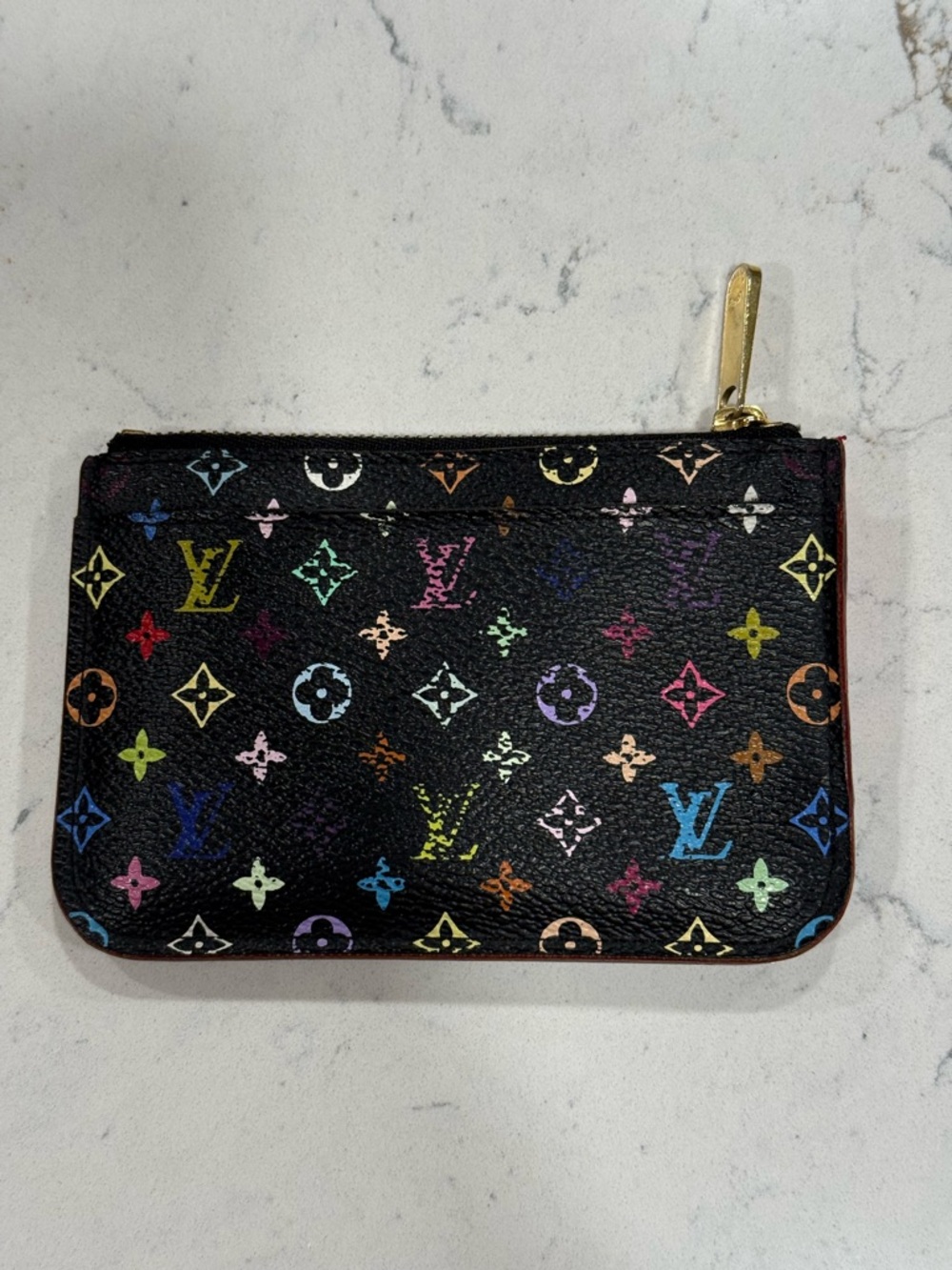 Louis Vuitton Black Multicolor Monogram Zip Card Pouch